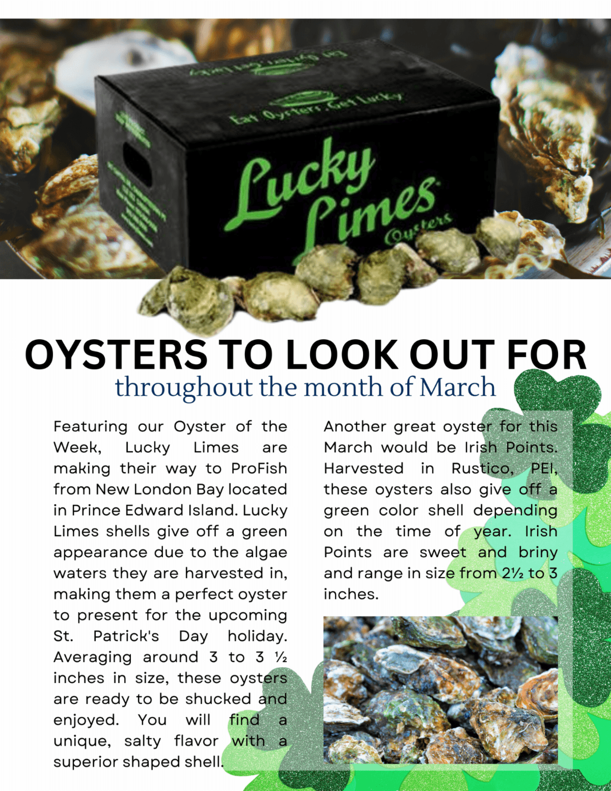 ProFish March oyster feature — Lucky Limes from New London Bay, PEI