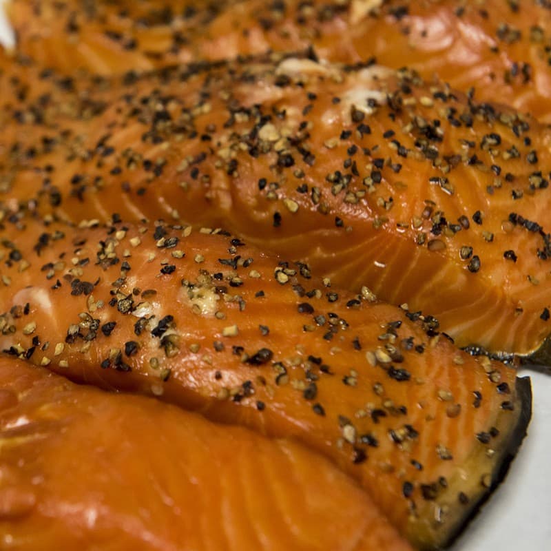 Cracked pepper smoked salmon